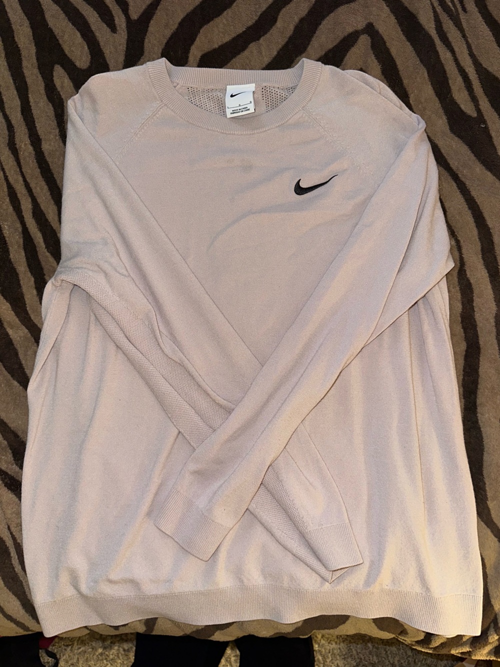 Nike Women's Pale Pink Bomber Jacket with Black Swoosh